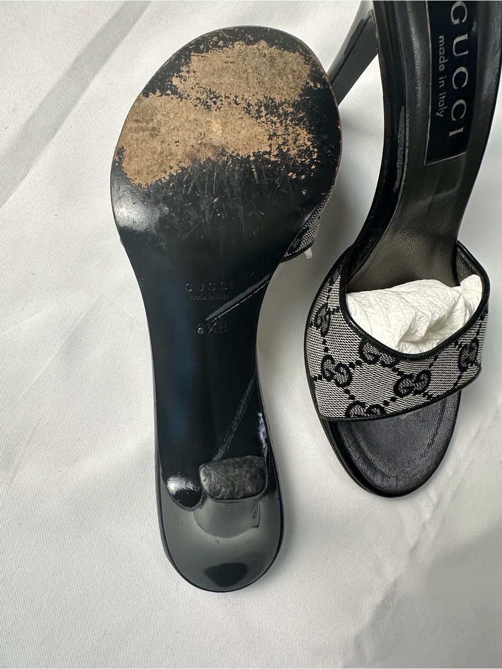 Gucci GG Canvas Mule Heels 6.5B Made In Italy - Picture 10 of 15